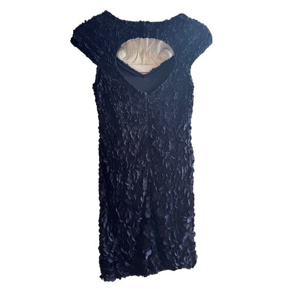 THEIA Navy Blue Beaded Petal Appliqué Dress Size 4 EUC $695 MSRP - Picture 4 of 15